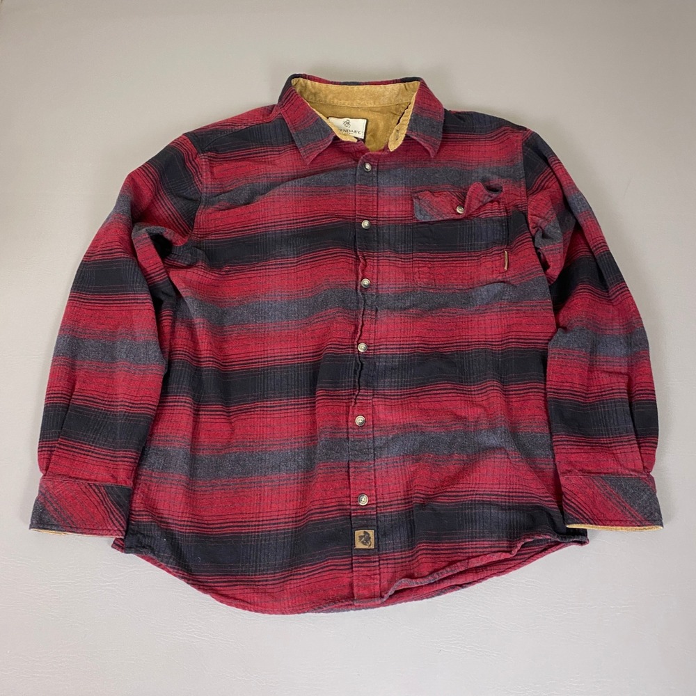 Legendary Whitetails Buck Camp Flannel Shirt Men's XL Red Black Corduroy Collar‎